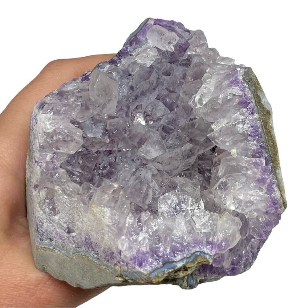 Amethyst Crystal Flat Cut Base Cluster Geode Natural Stone Druzy Cave